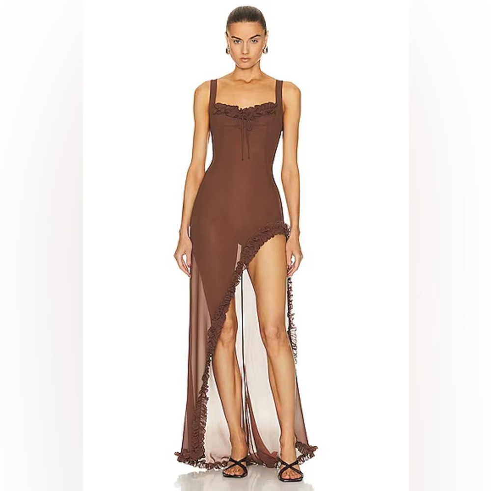 Helsa Sheer Ruffle Dress